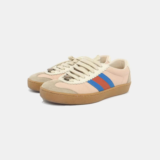 90% new 34.5 size Gucci pink leather sports shoes